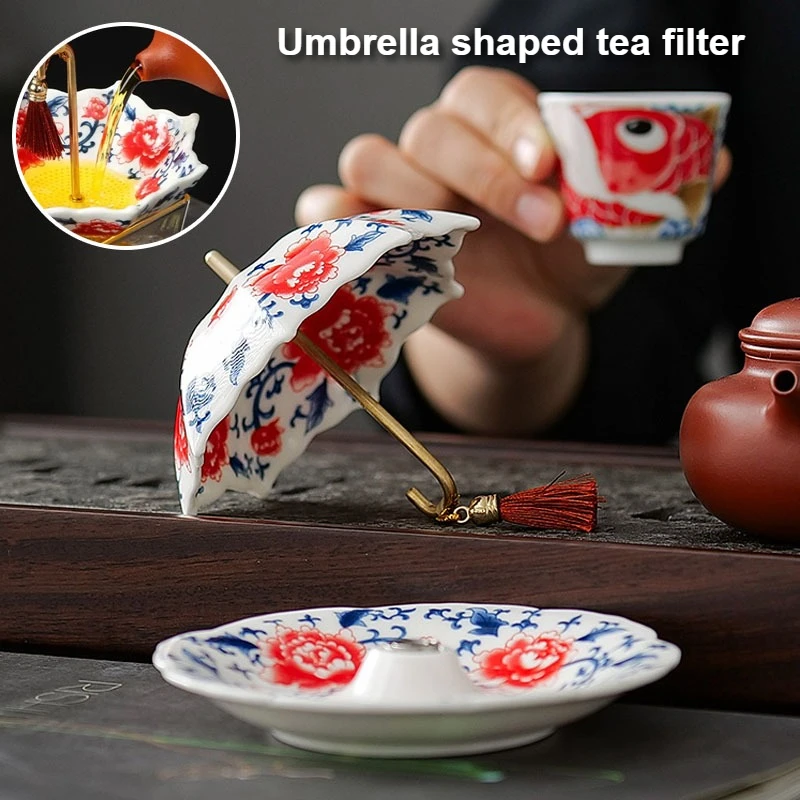 parapluie créatif fuite de thé filtre à thé en céramique filtre à thé maille accessoires de cérémonie du thé table à thé support à thé décoration ornement parapluie créatif fuite de thé filtre à thé en céramique filtre à thé maille accessoires de cérémonie du thé table à thé support à thé décoration ornement