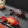 thé créatif à couleur changeante pour animaux de compagnie, carpe koi, ornements de thé en résine, mascotte chinoise, rapport à deux poissons, bonheur, ornements de cérémonie du thé zen