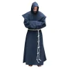 cape à capuche médiévale pour hommes – robe longue et ample de couleur unie, cape de cosplay de randonnée pour larp et reconstitution historique