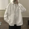 chemise japonaise à manches longues pour hommes, veste de travail rétro américaine, style hongkongais, tendance, haut décontracté, printemps