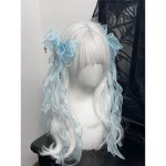 Pince à cheveux Style dentelle originale, Double queue de cheval, accessoire japonais Otaku, sous-culture, conception de couleur d&rsquo;eau, casque pour accès à la mode