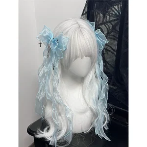 Pince à cheveux Style dentelle originale, Double queue de cheval, accessoire japonais Otaku, sous-culture, conception de couleur d’eau, casque pour accès à la mode Pince à cheveux Style dentelle originale, Double queue de cheval, accessoire japonais Otaku, sous-culture, conception de couleur d’eau, casque pour accès à la mode