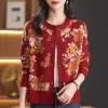 cardigan tricoté pour femmes, pull court, veste, vêtements d'extérieur, haut jacquard à col rond, nouvelle et à la mode, printemps et automne 2025