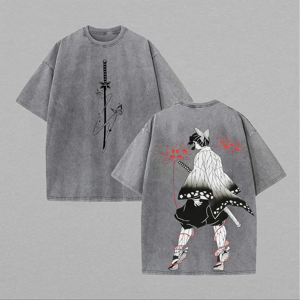Kochou Shinobu Demon Slayer T-shirt graphique Manga Vintage lavé T-shirt hommes femmes vêtements surdimensionné coton à manches courtes t-shirts Kochou Shinobu Demon Slayer T-shirt graphique Manga Vintage lavé T-shirt hommes femmes vêtements surdimensionné coton à manches courtes t-shirts