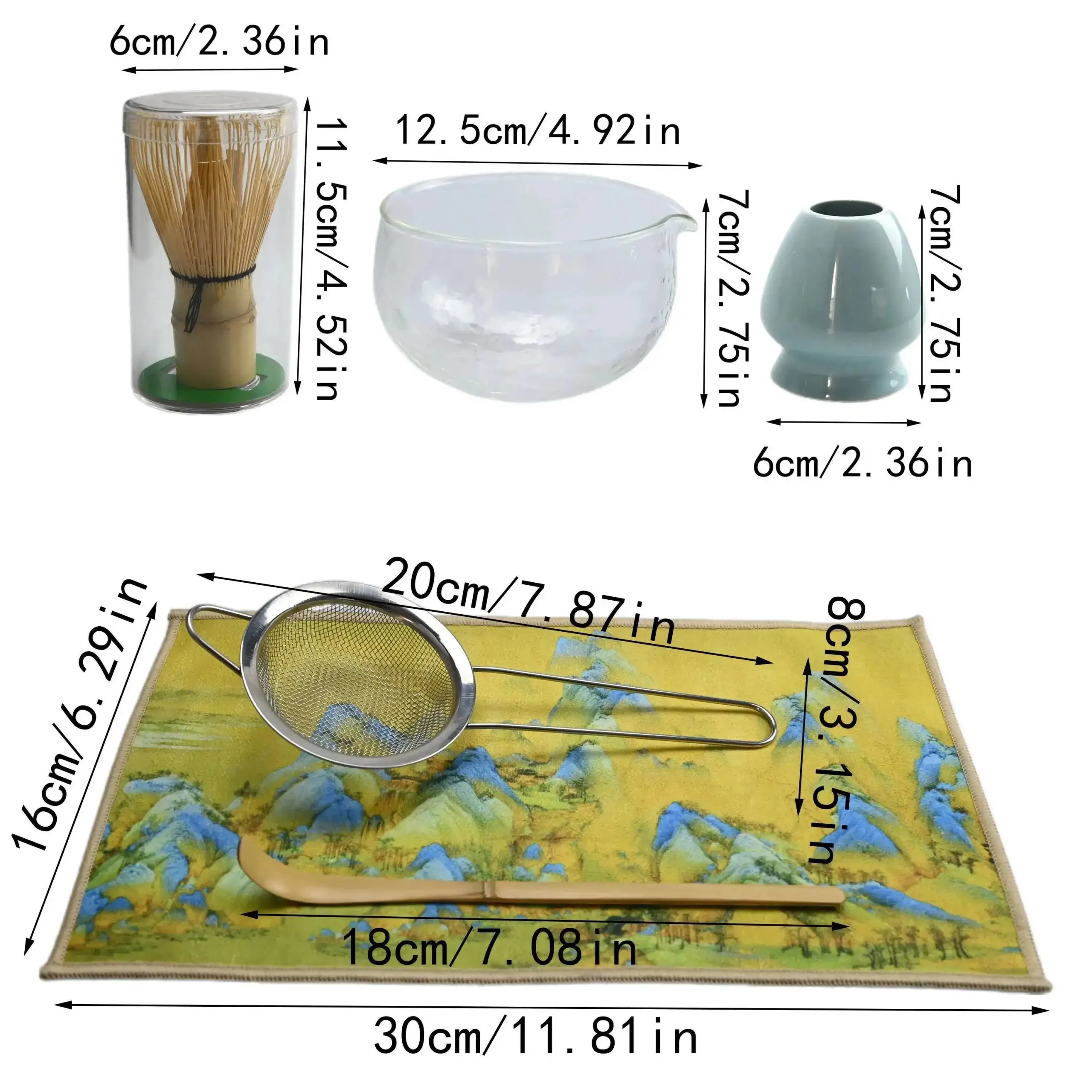 bol matcha de style japonais, tissu, cuillère, passoire, fouet à thé, cadeau parfait pour la cérémonie, décoration traditionnelle, 6 pièces/ensemble bol matcha de style japonais, tissu, cuillère, passoire, fouet à thé, cadeau parfait pour la cérémonie, décoration traditionnelle, 6 pièces/ensemble
