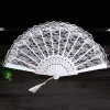 Éventail à main en dentelle pour femmes, en tissu noir et blanc, pliable, style victorien espagnol, pour fête de mariage, décoration de danse, cadeau