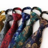 cravate pré attachée pour hommes et femmes, style paisley, fermeture éclair, rayures à carreaux, jacquard classique, 8cm, cravate d'affaires, accessoires de mariage pour hommes
