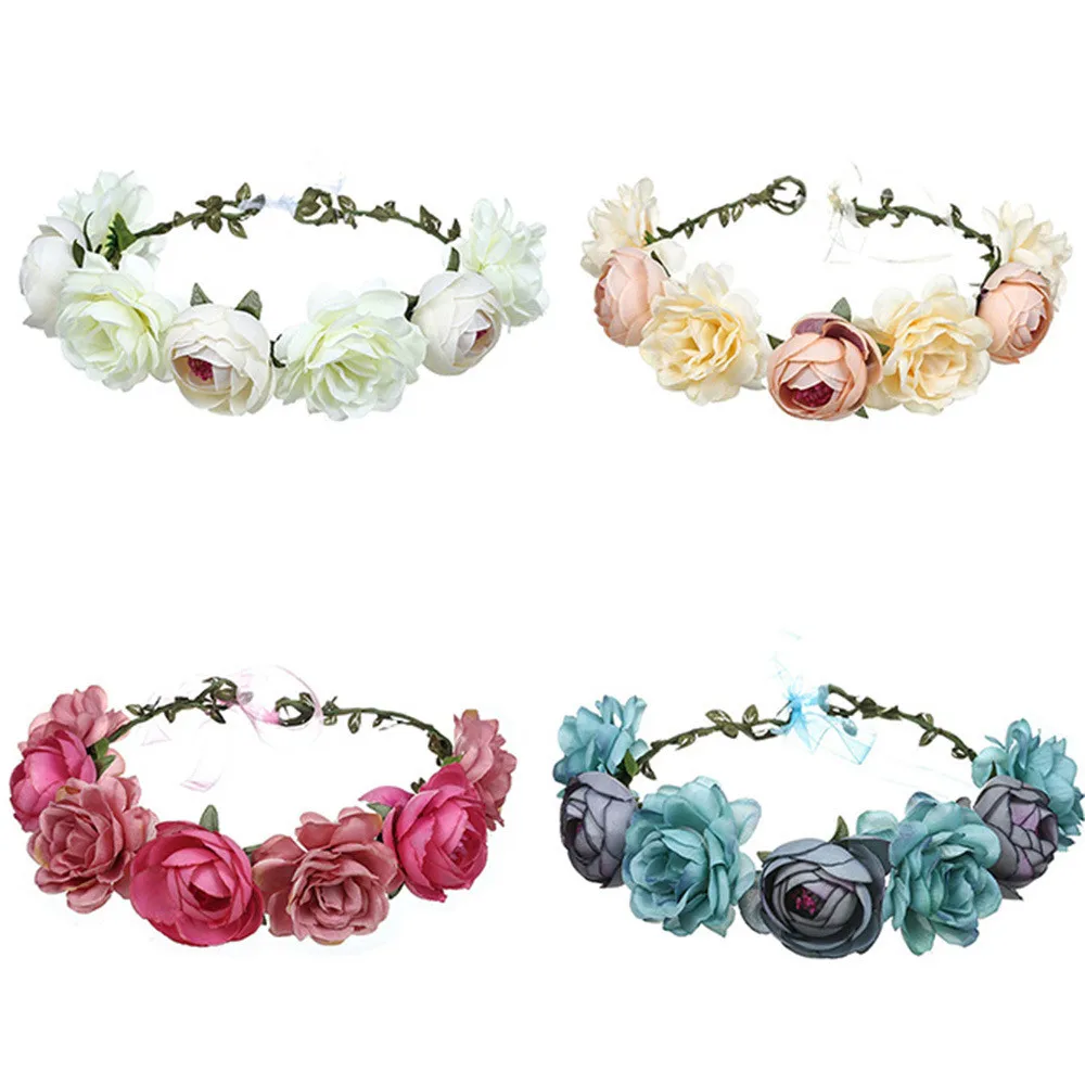 couronne de fleurs pour cheveux rouges, 38cm, accessoires pour cheveux, délicats pour fête, séance photo, usage quotidien couronne de fleurs pour cheveux rouges, 38cm, accessoires pour cheveux, délicats pour fête, séance photo, usage quotidien
