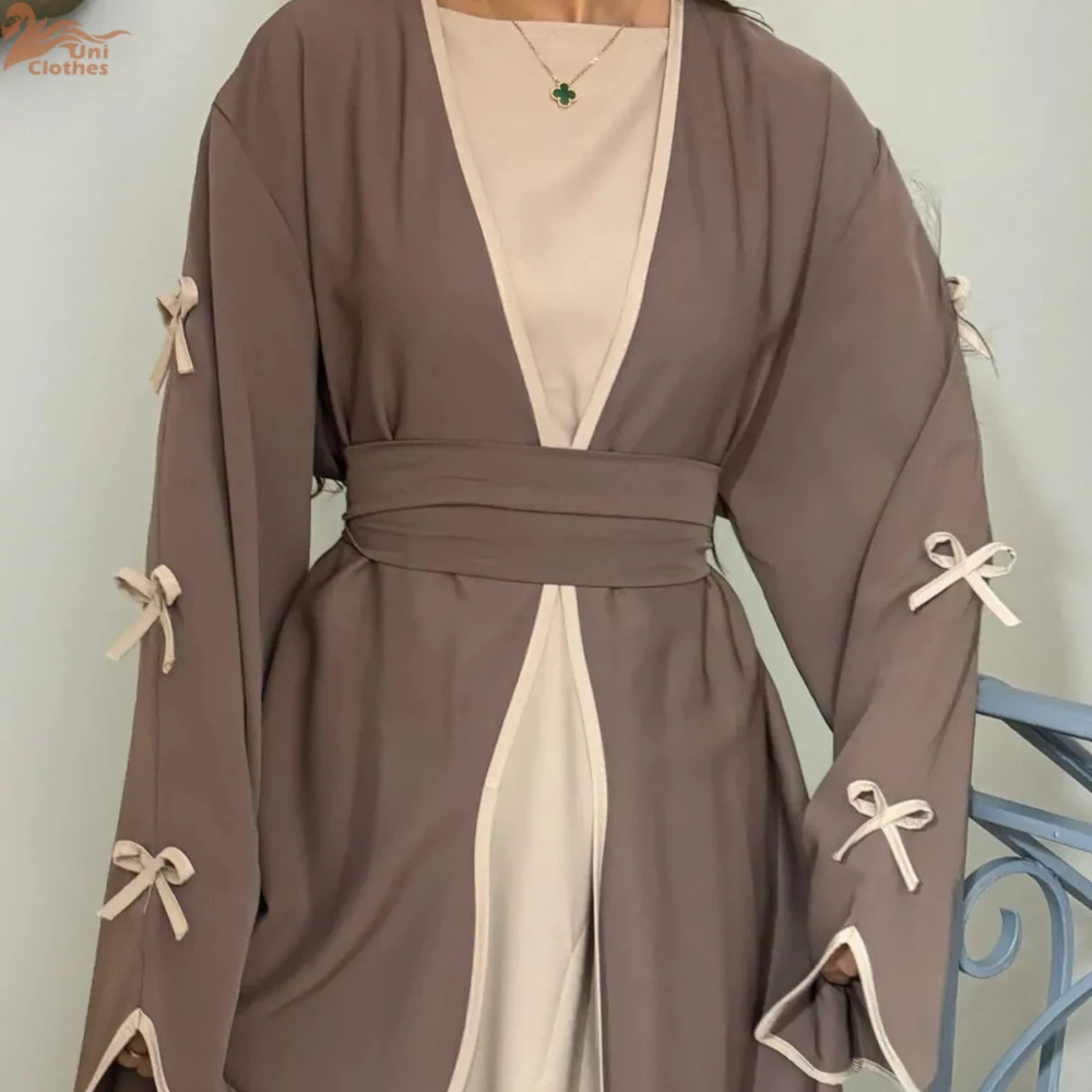 ramadan eid ouvert papillon noeud kimono abaya damen dubaï luxe islam musulman robe modeste femmes kebaya caftan robe femme musulman ramadan eid ouvert papillon noeud kimono abaya damen dubaï luxe islam musulman robe modeste femmes kebaya caftan robe femme musulman