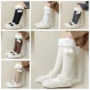 harajuku – chaussettes tube longues en laine d'agneau, bonneterie en coton et peluche, accessoires en tissu de style coréen, chaussettes à nœud pour tout petits, automne et hiver