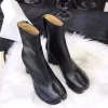 bottines tabi en cuir pour femmes, design de marque de luxe, bottines rondes et épaisses à talons hauts, chaussures à bout fendu, automne hiver