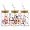 sanurgente hello kitty kuromi disney design uv dtf sticker, 16oz cup glass round transfer sticker, label diy logo auto adhésif