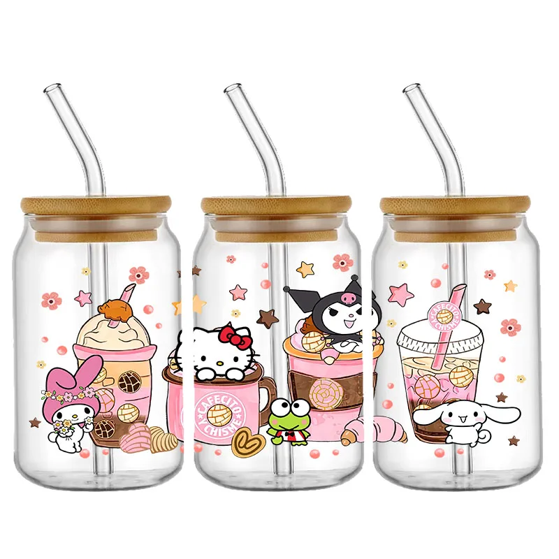 sanurgente hello kitty kuromi disney design uv dtf sticker, 16oz cup glass round transfer sticker, label diy logo auto adhésif sanurgente hello kitty kuromi disney design uv dtf sticker, 16oz cup glass round transfer sticker, label diy logo auto adhésif