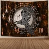 tapisserie vikings de la mythologie nordique sans cadre, runes anciennes mystéruses, totem, art mural suspendu pour salon, chambre à coucher, maison