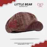 Bérets octogonaux japonais en velours côtelé brodé pour femmes, mignon, décontracté, polyvalent, visage, petit chapeau de peintre rétro, printemps automne Bérets octogonaux japonais en velours côtelé brodé pour femmes, mignon, décontracté, polyvalent, visage, petit chapeau de peintre rétro, printemps automne