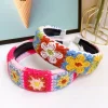 bandeau tricoté style bohème larges fleurs cerceau de cheveux bandeau élastique antidérapant bandeau accessoires de cheveux pour femmes filles