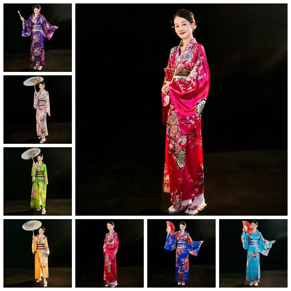 costume de cosplay traditionnel japonais, kimono de style japonais imprimé floral sakura pour fille, robe élégante asiatique costume de cosplay traditionnel japonais, kimono de style japonais imprimé floral sakura pour fille, robe élégante asiatique