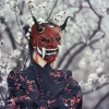 prajna – masque de guerrier fantôme japonais, shura ninja, visage bleu, accessoire complet pour tuer les écritures, costume d'halloween pour homme