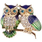 Broches Double hibou tendance, strass, Badge, oiseau, Animal, fête, costume décontracté, Badge de décoration pour femmes, cadeaux de Corsage