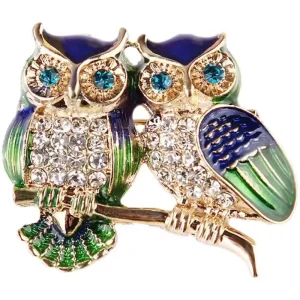 Broches Double hibou tendance, strass, Badge, oiseau, Animal, fête, costume décontracté, Badge de décoration pour femmes, cadeaux de Corsage Broches Double hibou tendance, strass, Badge, oiseau, Animal, fête, costume décontracté, Badge de décoration pour femmes, cadeaux de Corsage
