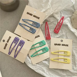 Épingle à cheveux BB à carreaux classique coloré minimaliste, 2 pièces, pinces latérales pour filles et femmes, accessoires pour cheveux coréens