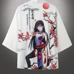 Kimono unisexe avec personnage de samouraï, hauts à la mode, Cardigan décontracté, tenue Yukata, Streetwear japonais, vêtements traditionnels Kimono unisexe avec personnage de samouraï, hauts à la mode, Cardigan décontracté, tenue Yukata, Streetwear japonais, vêtements traditionnels