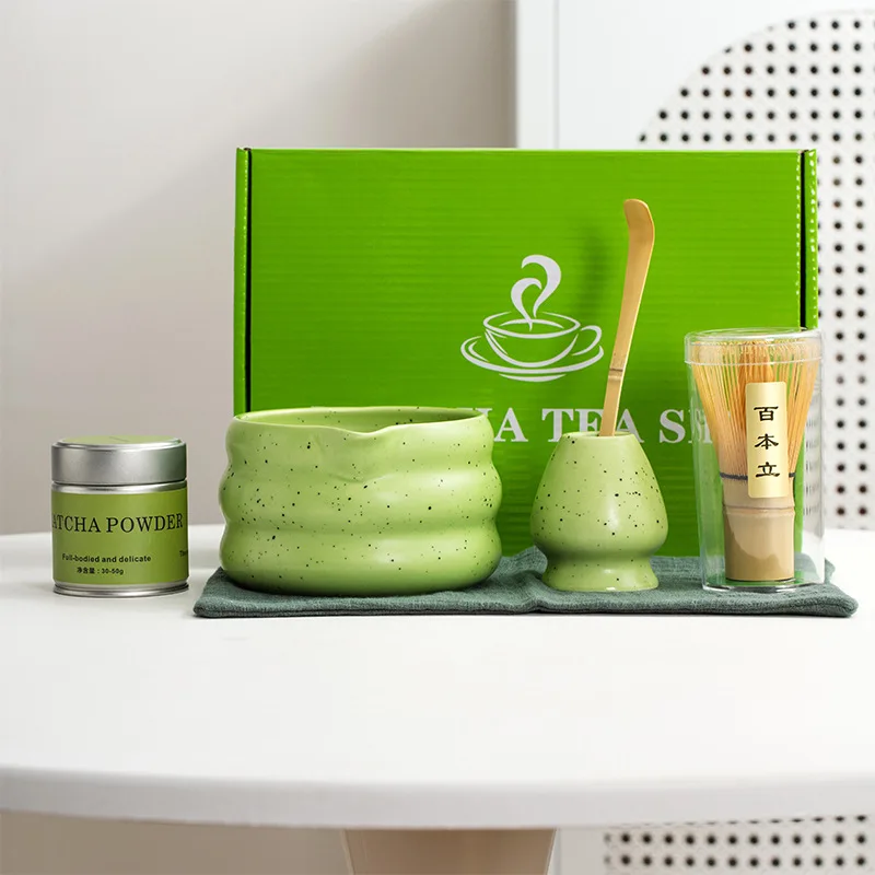 2025 ensemble Matcha 6pc bol vert japonais pot de poudre de thé bec bol boîte-cadeau fouet en bambou outils de cérémonie meilleur vendeur Kit Matcha 2025 ensemble Matcha 6pc bol vert japonais pot de poudre de thé bec bol boîte-cadeau fouet en bambou outils de cérémonie meilleur vendeur Kit Matcha