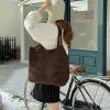 sac à main tricoté rétro pour femmes, nouvelle édition coréenne, sac tricoté de couleur unie, sac de voyage de grande capacité, automne hiver