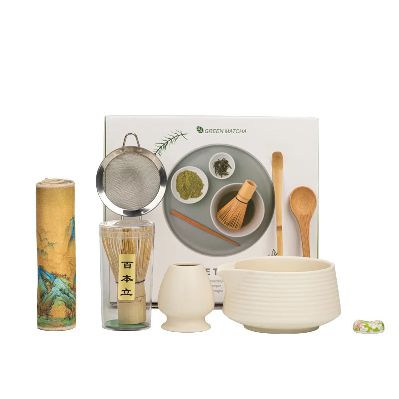 ensemble matcha premium 8 pièces bol en céramique et whisky accessoires matcha de style japonais boîte cadeau kit d'outils de cérémonie matcha pour les amateurs de thé ensemble matcha premium 8 pièces bol en céramique et whisky accessoires matcha de style japonais boîte cadeau kit d'outils de cérémonie matcha pour les amateurs de thé