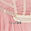 perruque de cosplay haruno sakura, cheveux synthétiques longs roses, perruque anime avec couvre chef rouge + bonnet de perruque gratuit