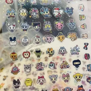 8 pièces japonais anime Tamagotchi Style pixel graph coupe film autocollant bureau coque de téléphone décoration compte à main bricolage accessoire jouet