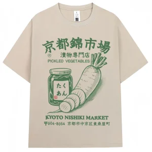 Style japonais Kyoto Nishiki marché imprimé T-shirt mode Vintage hommes femmes T-shirts surdimensionné coton décontracté T-shirts Streetwear