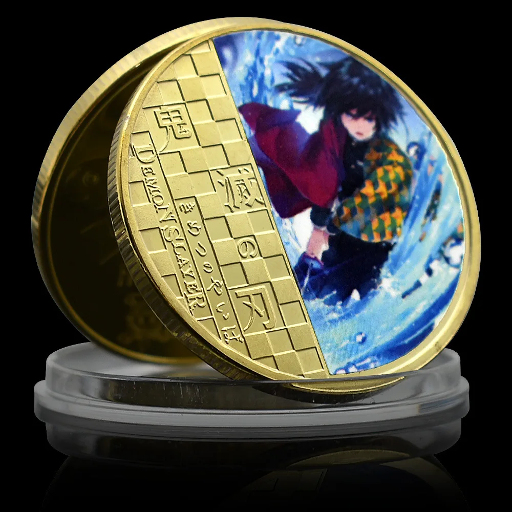 pièce commémorative en or anime demon slayer, kimetsu no yaiba, pièces de monnaie souvenirs en métal, collection d'art manga, ornements, cadeau de décoration artisanale pièce commémorative en or anime demon slayer, kimetsu no yaiba, pièces de monnaie souvenirs en métal, collection d'art manga, ornements, cadeau de décoration artisanale