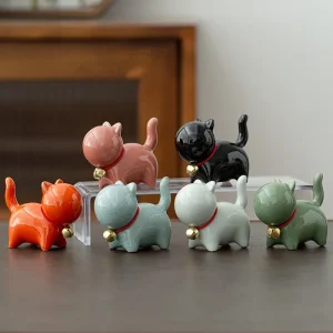 Ornement de chaton mignon en céramique créative, micro animal de compagnie de paysage, ornements d’intérieur et de bureau, accessoires de service à thé Ornement de chaton mignon en céramique créative, micro animal de compagnie de paysage, ornements d’intérieur et de bureau, accessoires de service à thé