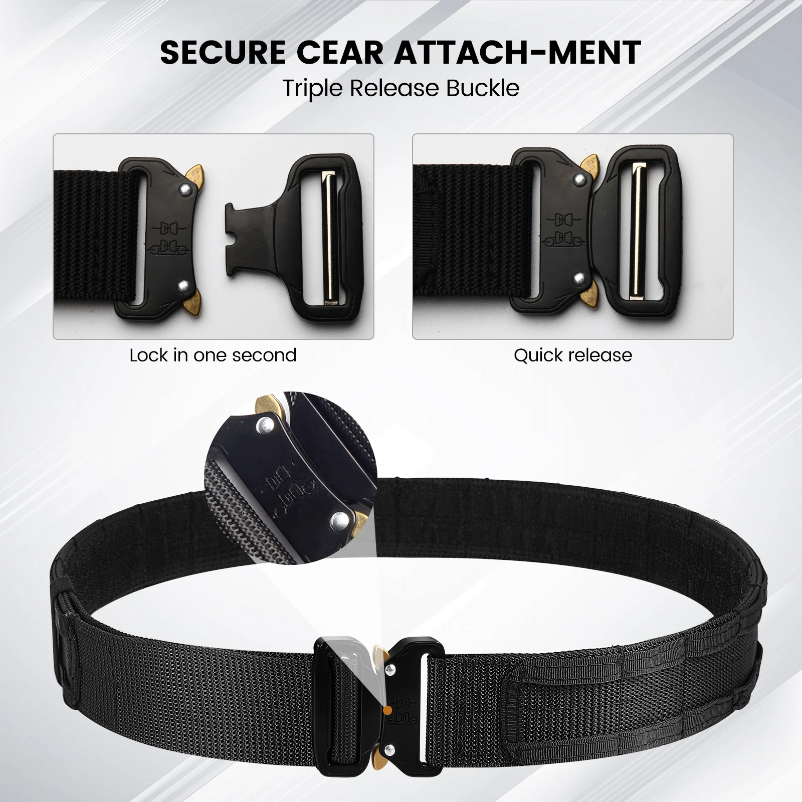 ceinture de combat tactique molle 1.75 pouces, avec 4 boucles interchangeables, sangle en nylon robuste, cadeau pour hommes ceinture de combat tactique molle 1.75 pouces, avec 4 boucles interchangeables, sangle en nylon robuste, cadeau pour hommes