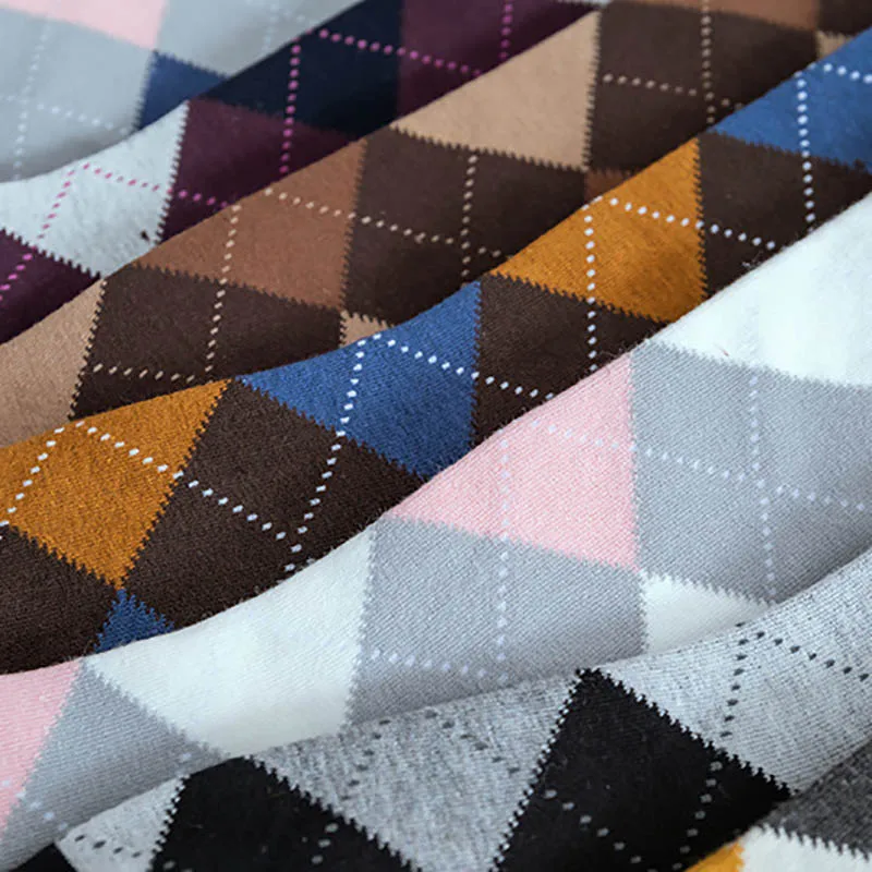 chaussettes hautes en coton à motif losange pour femmes, bas de style collège, garder au chaud, style japonais, automne, hiver, 1 paire chaussettes hautes en coton à motif losange pour femmes, bas de style collège, garder au chaud, style japonais, automne, hiver, 1 paire