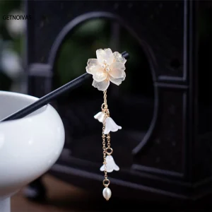 Bâtonnets à cheveux chinois, épingles à cheveux en bois avec pompon, pinces à cheveux Vintage, accessoires pour cheveux traditionnels chinois, ornements pour femmes