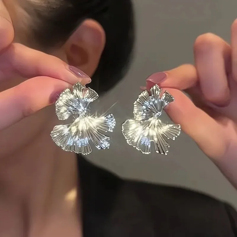 boucles d'oreilles bohème géométrique couleur or ginkgo biloba en forme de feuille pour femmes, accessoires de bijoux d'oreille punk boucles d'oreilles bohème géométrique couleur or ginkgo biloba en forme de feuille pour femmes, accessoires de bijoux d'oreille punk