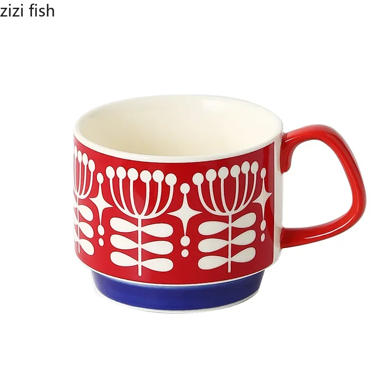 tasse à café florale rétro de style japonais, tasse en céramique, lait, avoine, poignée créative, tasse à latte, thé, standardisation, maison, couple, eau, 300ml tasse à café florale rétro de style japonais, tasse en céramique, lait, avoine, poignée créative, tasse à latte, thé, standardisation, maison, couple, eau, 300ml