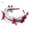 cerceau cheveux en dentelle à volants pour femmes, avec bandeau en maille, nœud accessoires cosplay
