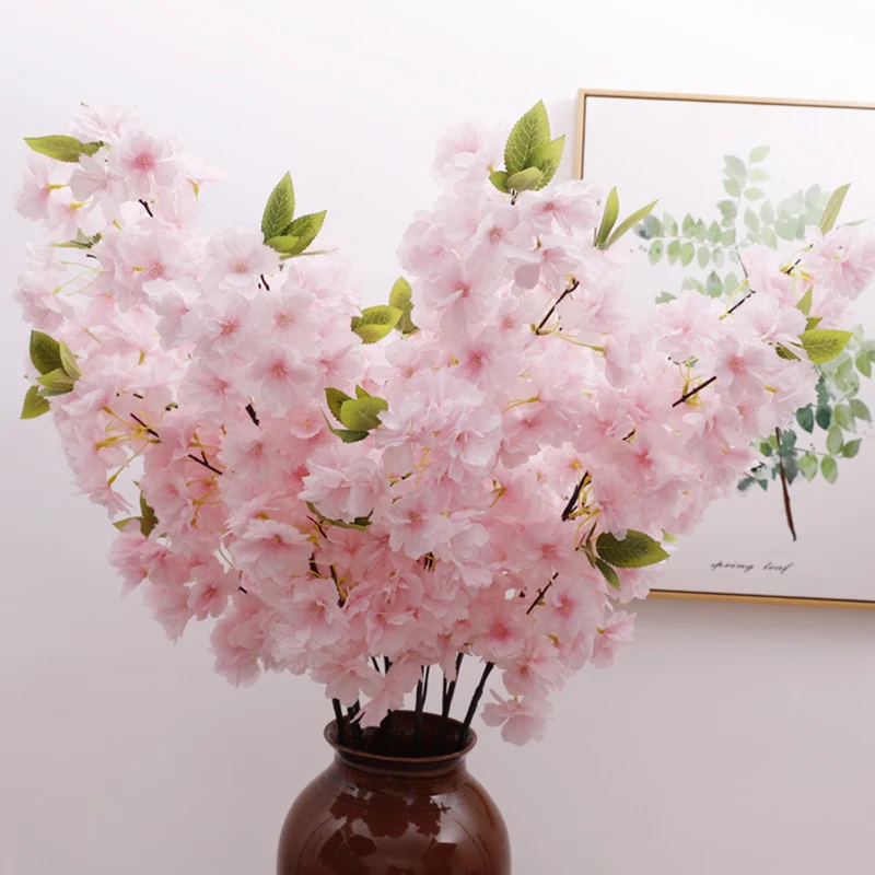 branches de fleurs de cerisier artificielles en soie sakura, 5 pièces, bricolage, décoration murale de fond de mariage, fête, maison, salon branches de fleurs de cerisier artificielles en soie sakura, 5 pièces, bricolage, décoration murale de fond de mariage, fête, maison, salon