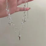 Collier Chic avec pendentif en cristal et Zircon pour femmes et filles, chaîne de clavicule, accessoires esthétiques y2k, à la mode