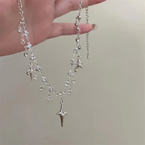Collier Chic avec pendentif en cristal et Zircon pour femmes et filles, chaîne de clavicule, accessoires esthétiques y2k, à la mode Collier Chic avec pendentif en cristal et Zircon pour femmes et filles, chaîne de clavicule, accessoires esthétiques y2k, à la mode
