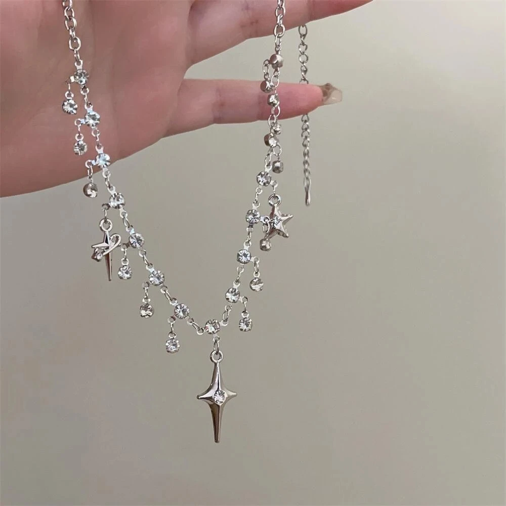 Collier Chic avec pendentif en cristal et Zircon pour femmes et filles, chaîne de clavicule, accessoires esthétiques y2k, à la mode Collier Chic avec pendentif en cristal et Zircon pour femmes et filles, chaîne de clavicule, accessoires esthétiques y2k, à la mode