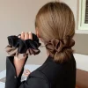 Femme coréenne grand élégant soie élastiques bandeau de cheveux filles couleur unie chouchous cheveux cravates dames queue de cheval tenir cheveux accessoires Femme coréenne grand élégant soie élastiques bandeau de cheveux filles couleur unie chouchous cheveux cravates dames queue de cheval tenir cheveux accessoires