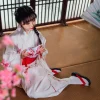 robe kimono en satin pour femmes, anime japonais, geisha yukata, robe douce, peignoir en fleurs, vêtements de nuit pour fans, ensemble de chaussettes tabi, blanc sakura