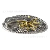 ceinture à Éperon ovale, structure dorée, engrenage rotatif, style occidental, accessoires en alliage