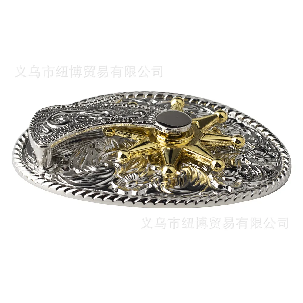 ceinture à Éperon ovale, structure dorée, engrenage rotatif, style occidental, accessoires en alliage ceinture à Éperon ovale, structure dorée, engrenage rotatif, style occidental, accessoires en alliage