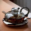 théière en verre noir transparent, service à thé, filtre à haute température, bouilloire à thé, nouveau