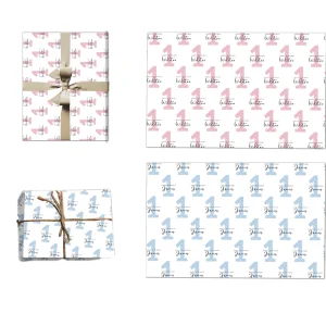 Papier d’emballage personnalisé pour âge/nom, fournitures d’emballage rose/bleu, adapté à la décoration de cadeaux d&rsquo;anniversaire et d&rsquo;anniversaire